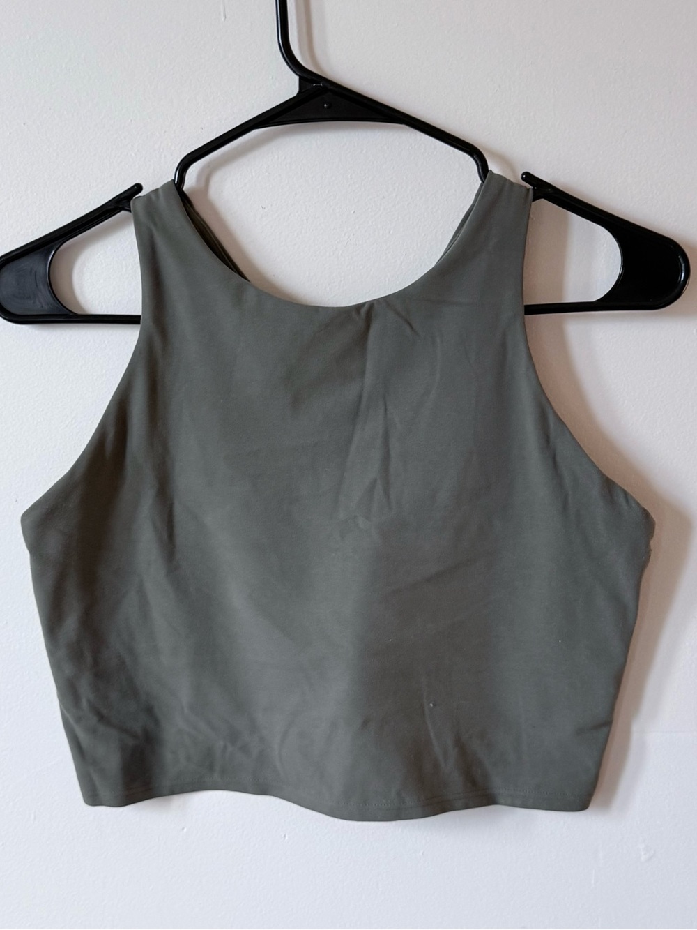 Olive High-Neck Cropped Athletic Tank Top - Women
